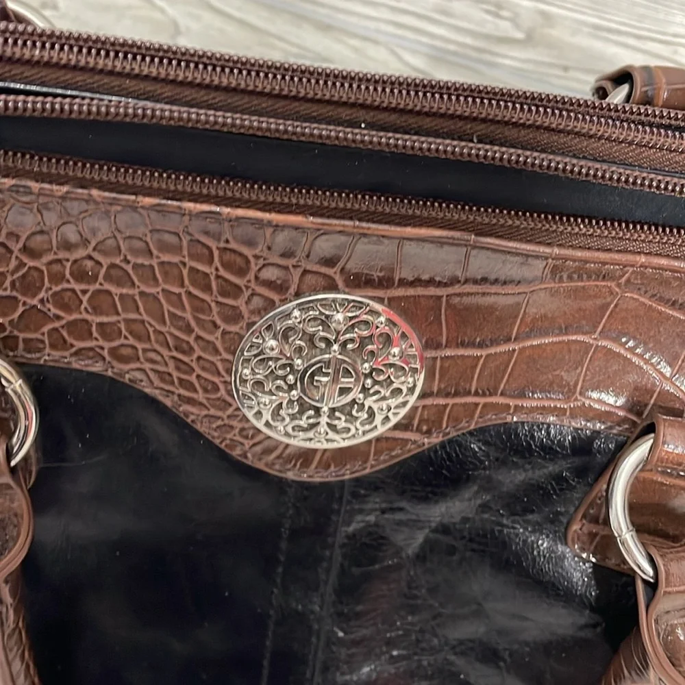 Giani Bernini Black and Brown Satchel with Textured Trim